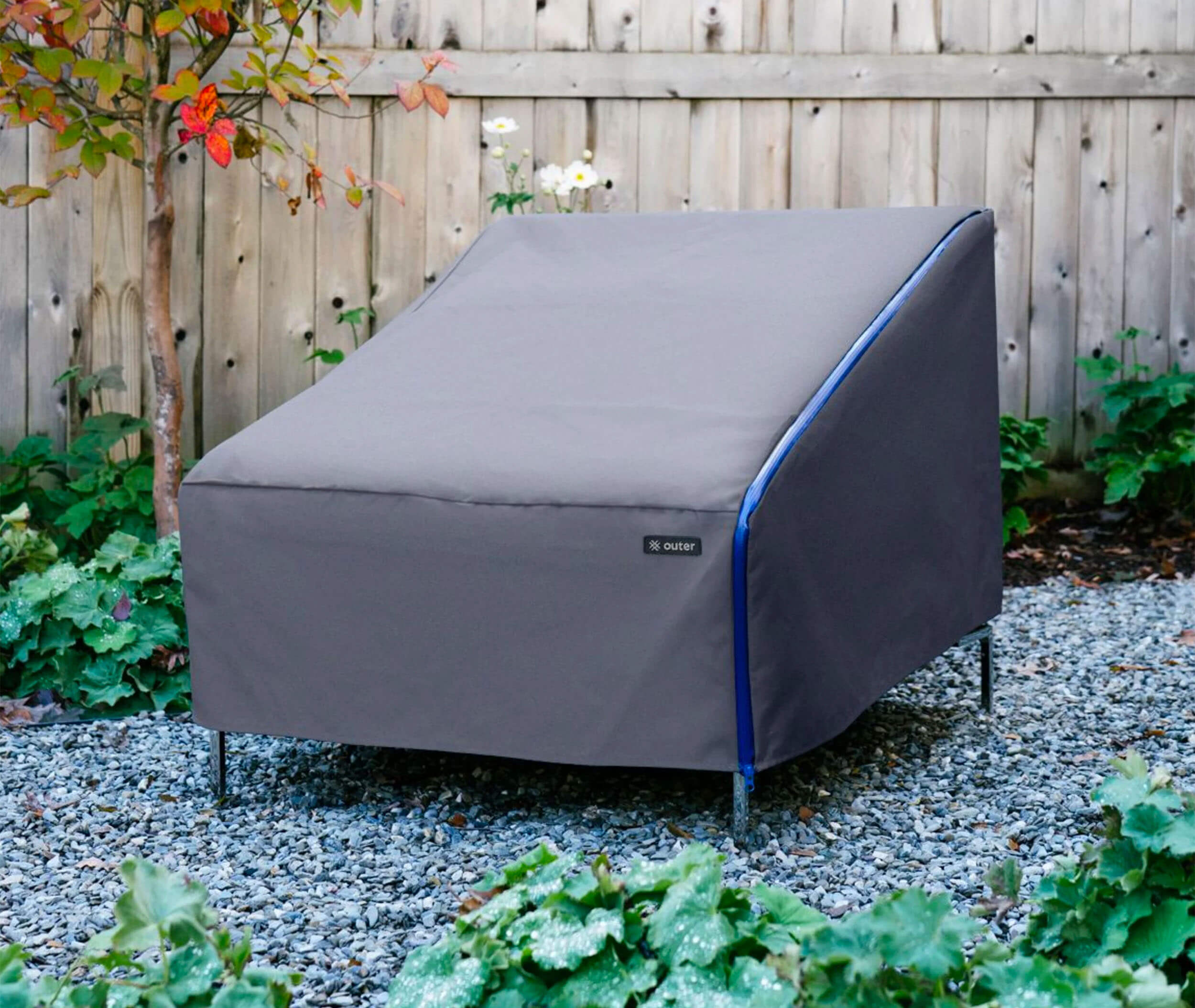 Outdoor furniture cover on a patio chair