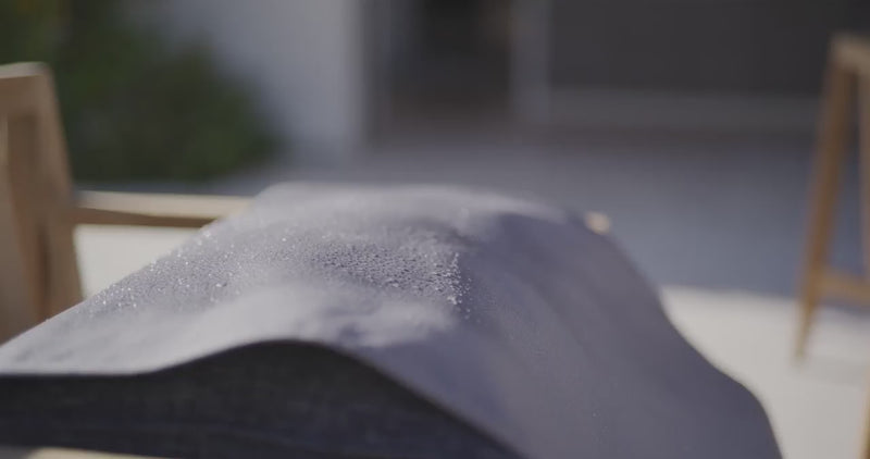 Outer outdoor furniture video showing patented OuterShell waterproof cover for easy cleanup, OuterWeave water- and stain-resistant fabric, and OuterCloud triple-layer memory foam cushions for soft comfort and support.