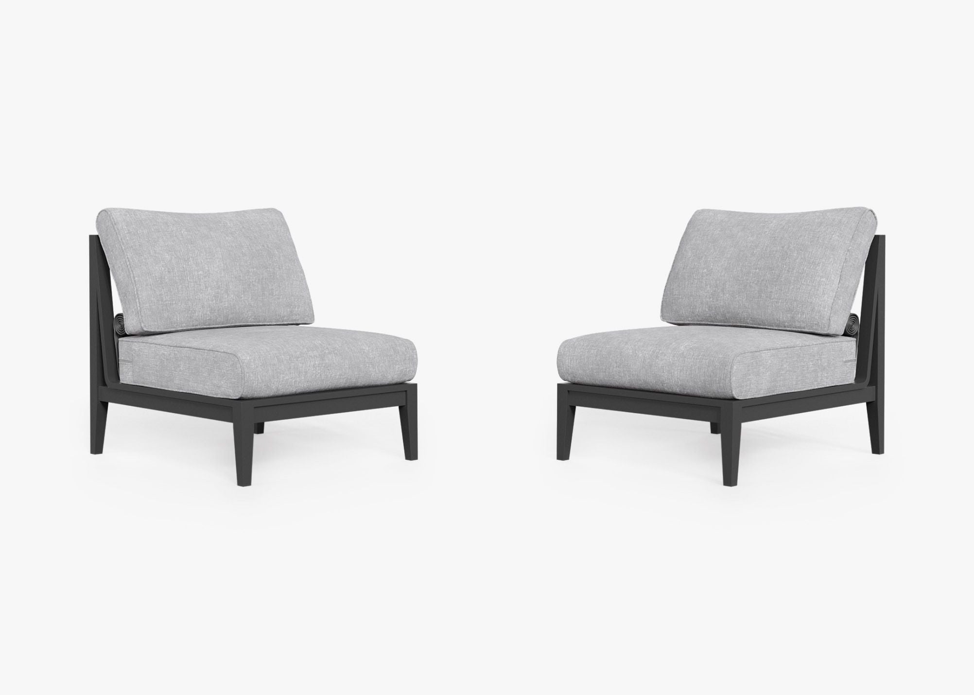 Charcoal Aluminum Outdoor Armless Chair Conversation Set, front. Comfortable, durable, and weather resistant outdoor seating with memory foam. #color_pacific fog gray