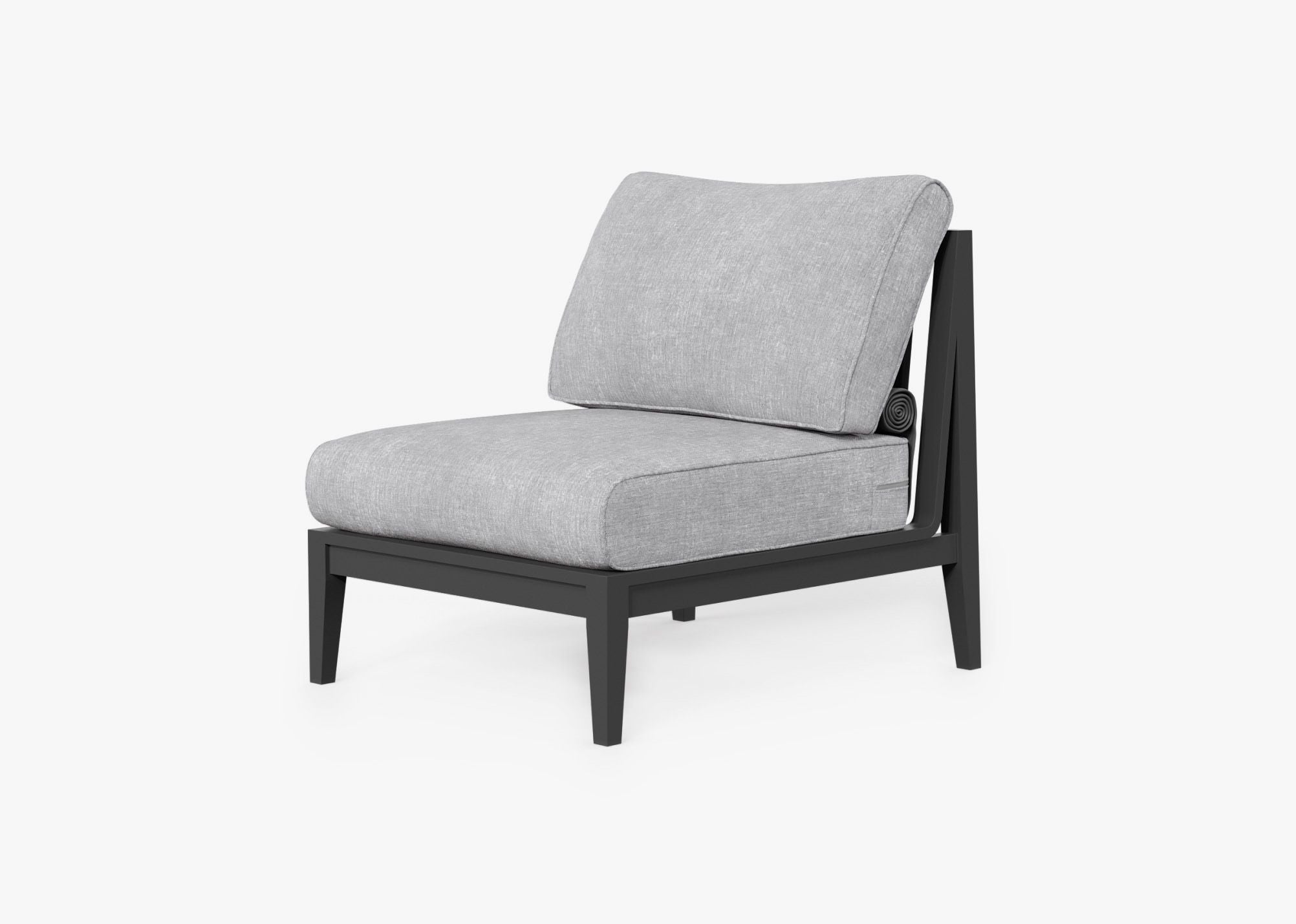 Charcoal Aluminum Outdoor Armless Chair, front. Comfortable, durable, and weather resistant outdoor seating with memory foam. #color_pacific fog gray