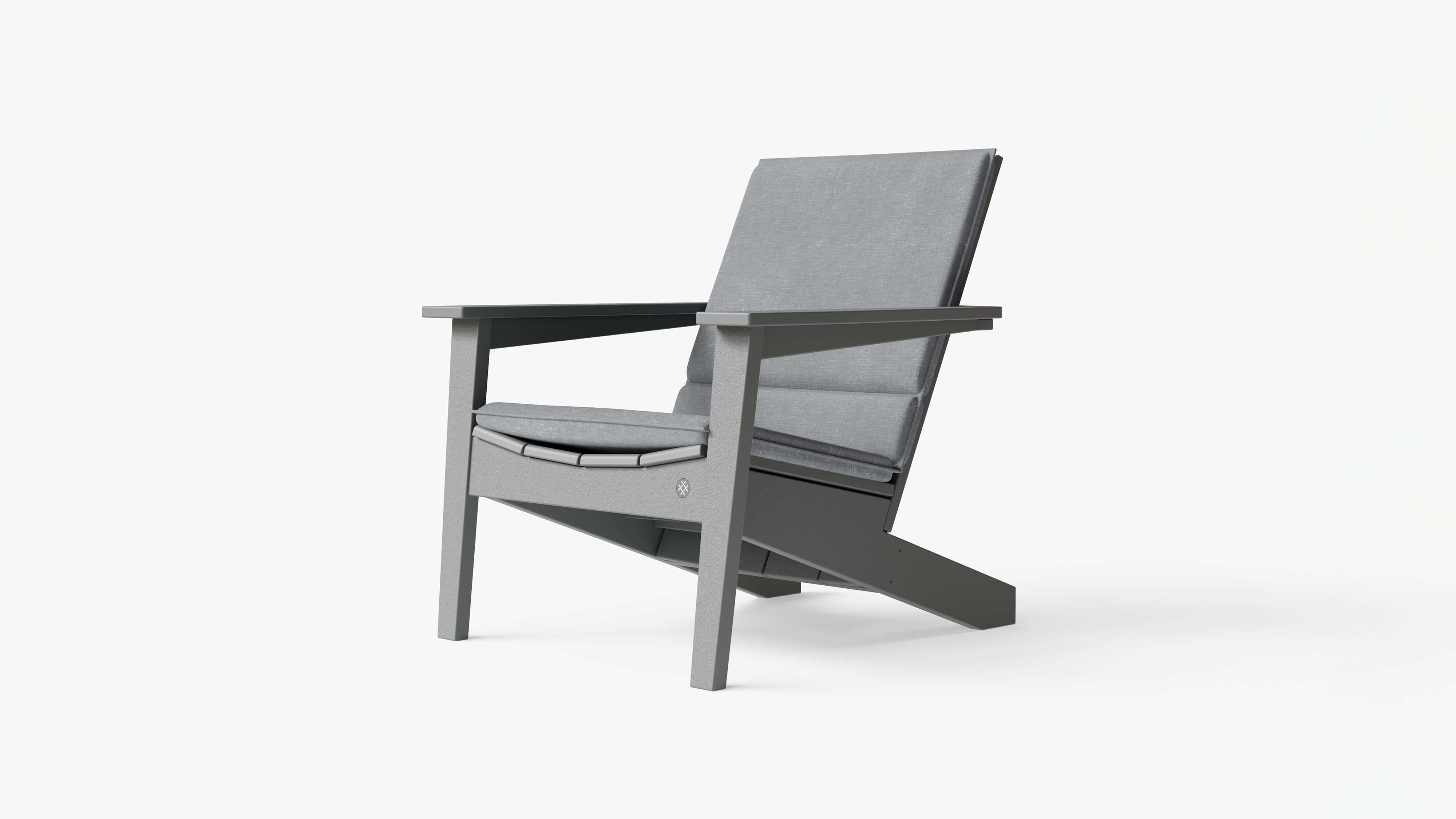 The adirondack shown with optional cushion in Pacific Fog Gray. #color_pacific fog gray