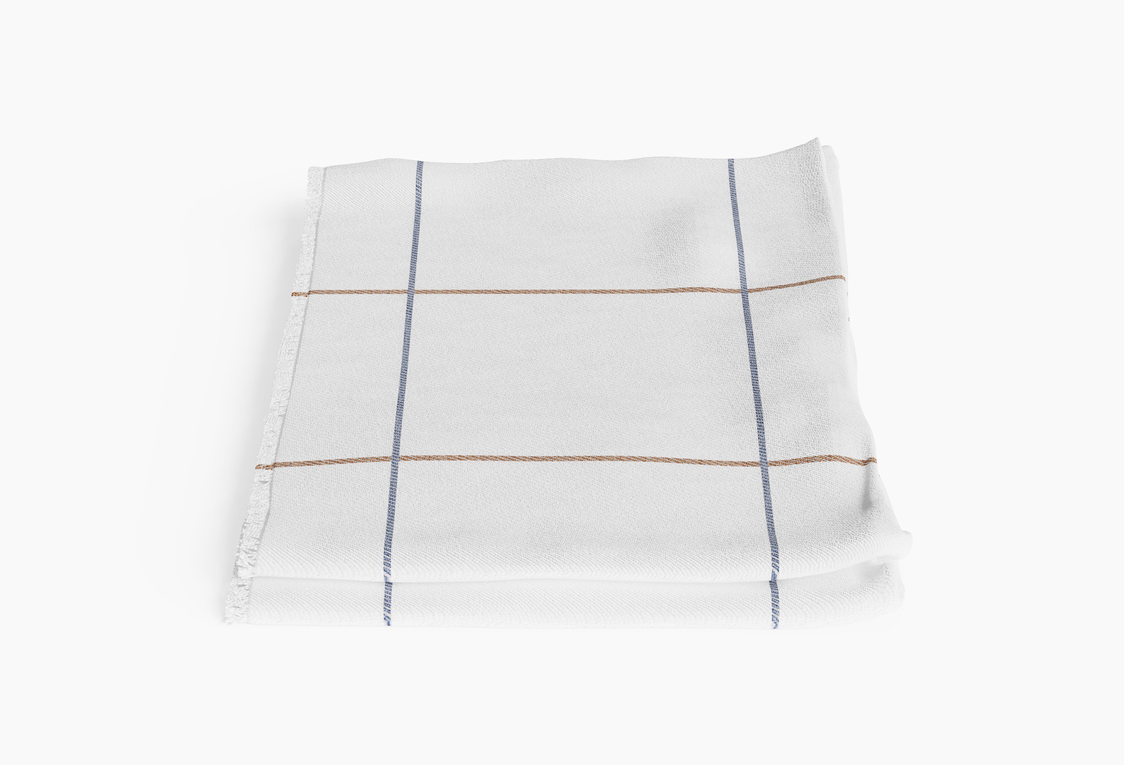 Outdoor Bug Shield Throw Blanket - Swan White Windowpane Plaid #color_Swan White Windowpane Plaid