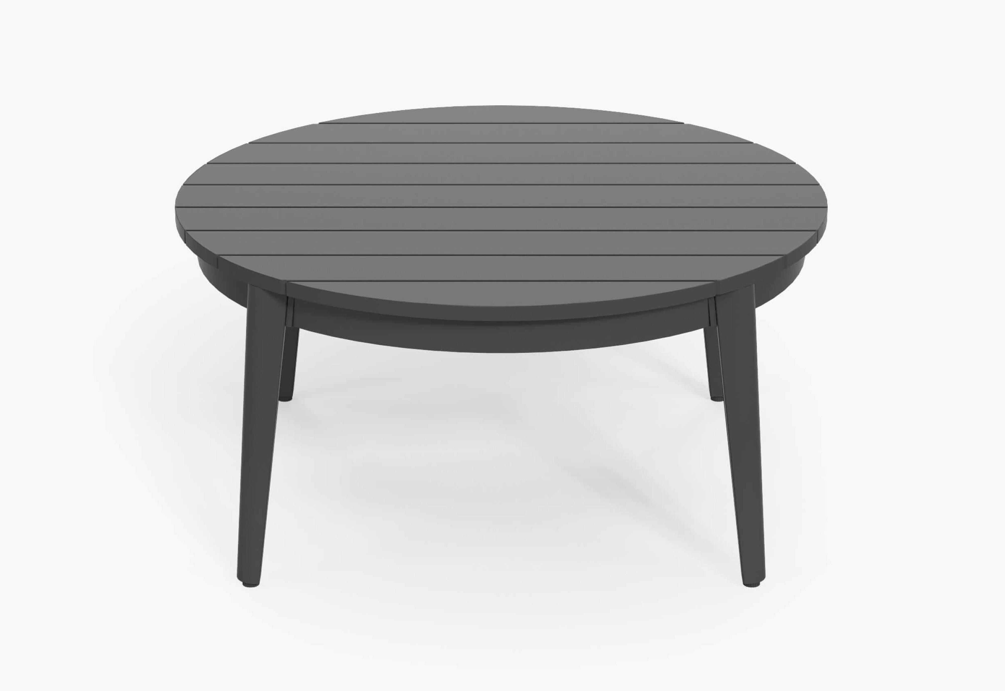 Aluminum Coffee Table, Round, Charcoal, Front View #color_charcoal