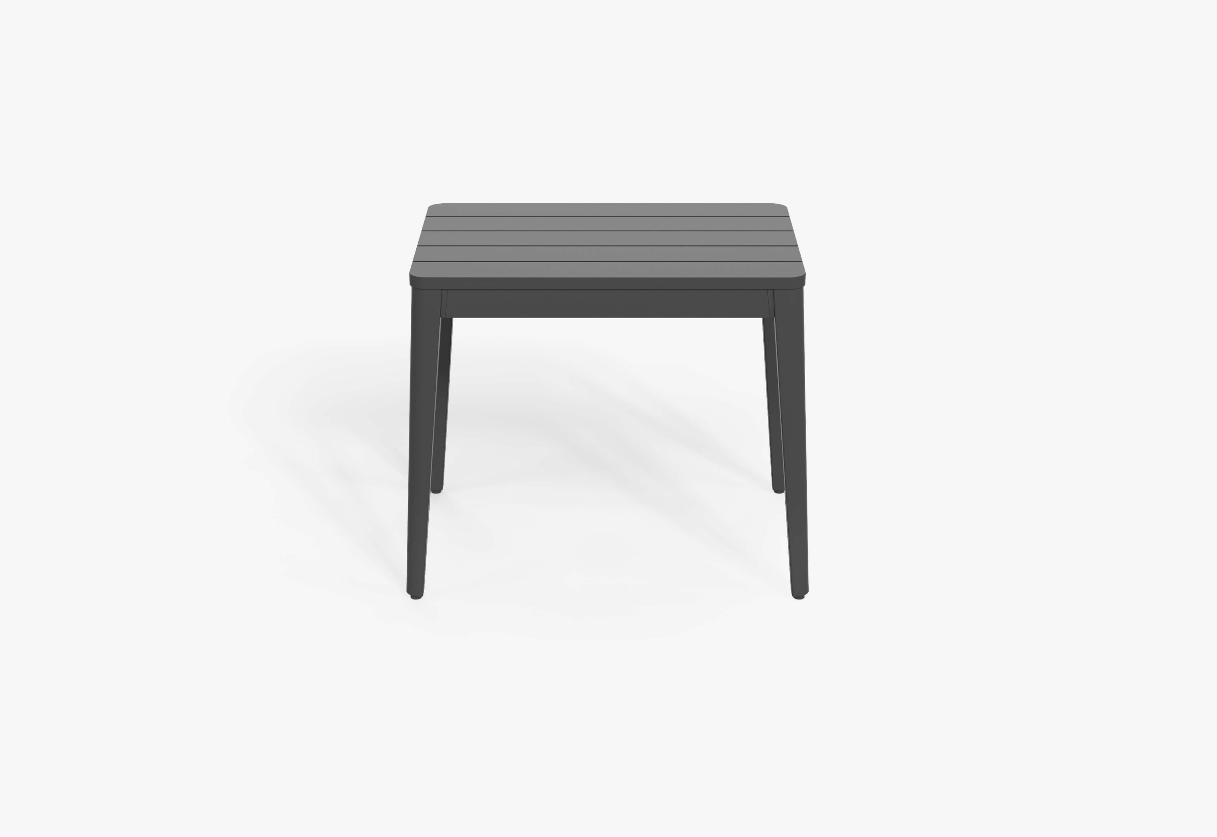 Charcoal Aluminum Side Coffee Table, front view. #table color_charcoal