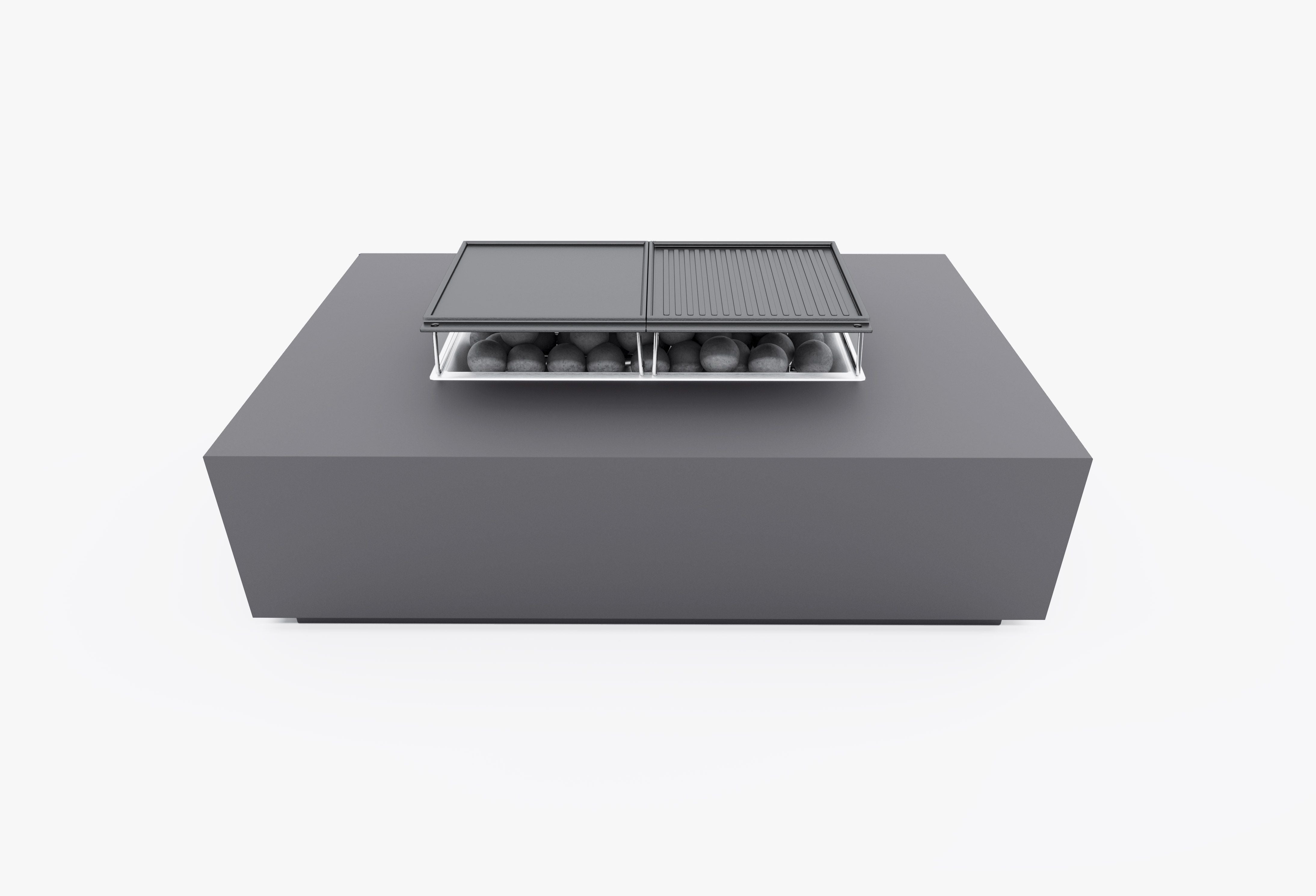 Concrete Fire Pit Table Cooking Set - Rectangular 