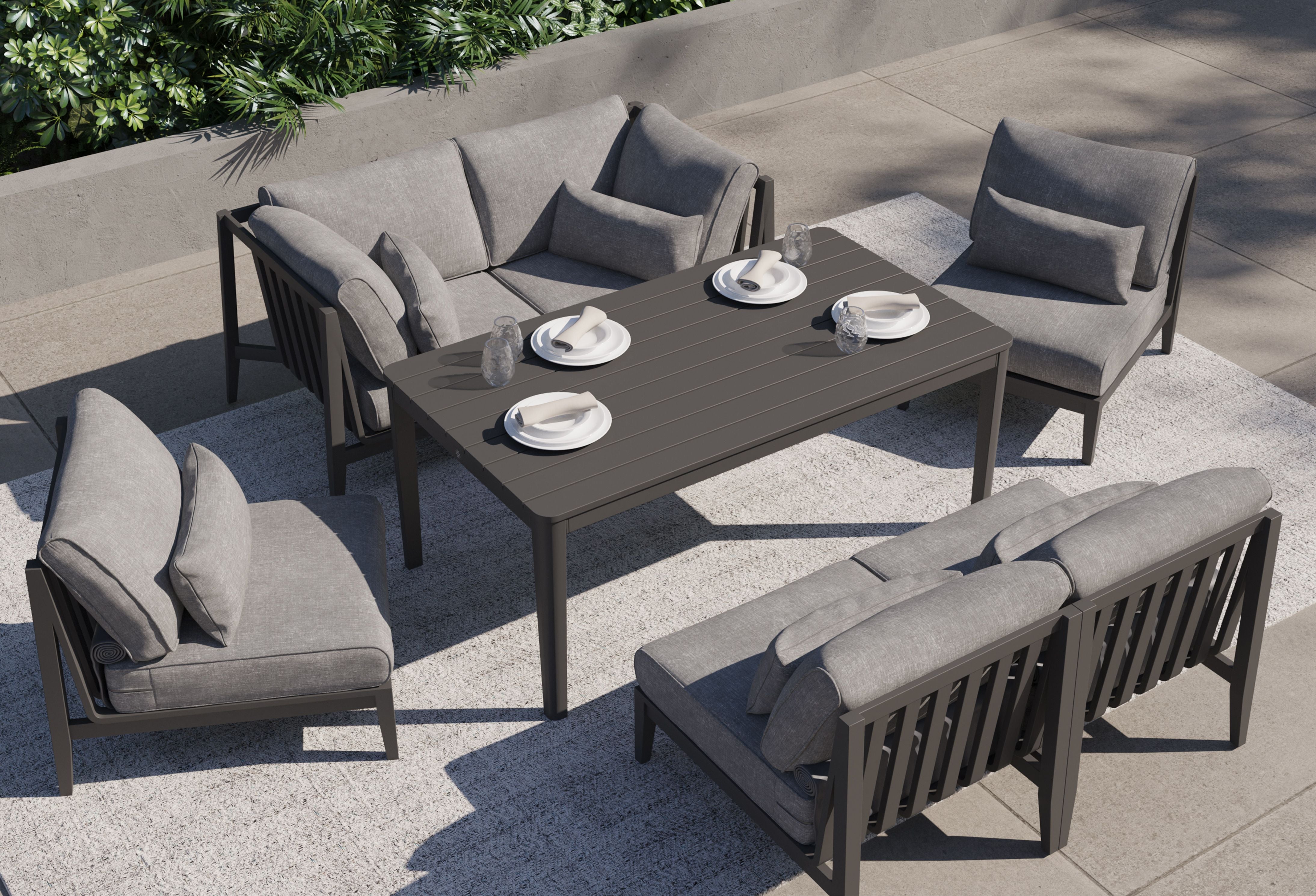 Charcoal Aluminum Outdoor L Sectional - 5 Seat