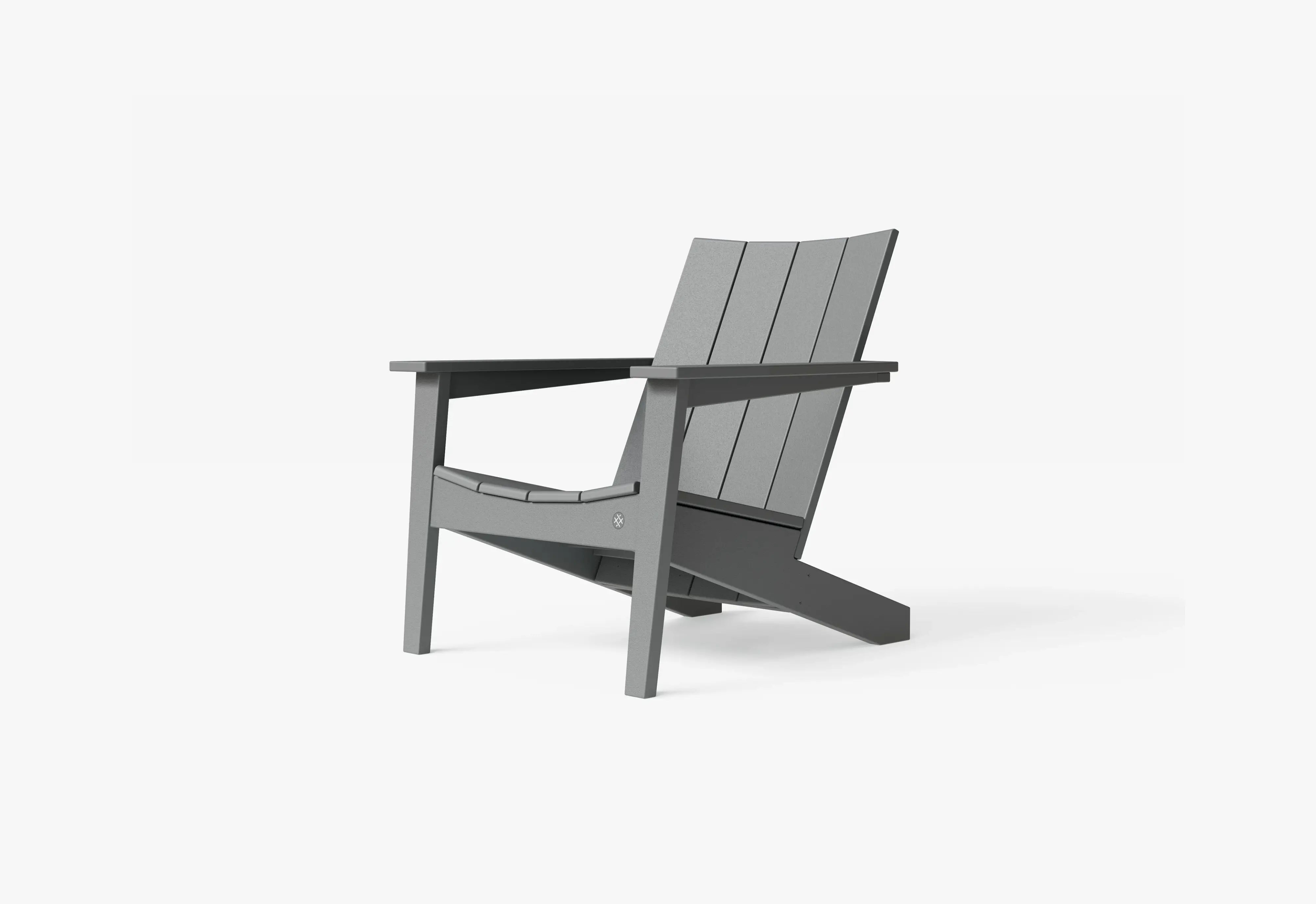 Outer Ascent Adirondack chair in gray, modern outdoor lounge chair with wide armrests