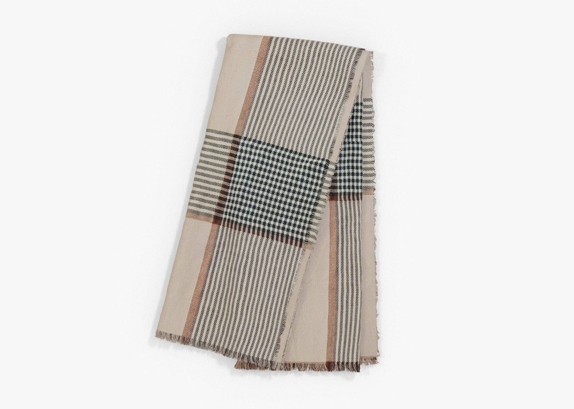 Outdoor throw blanket in Striped Plaid pattern that protects you from safely insects, shown folded. #color_Striped Plaid